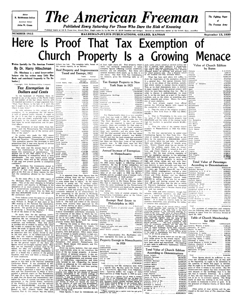 The American Freeman, Number 1815, Sept. 13, 1930.